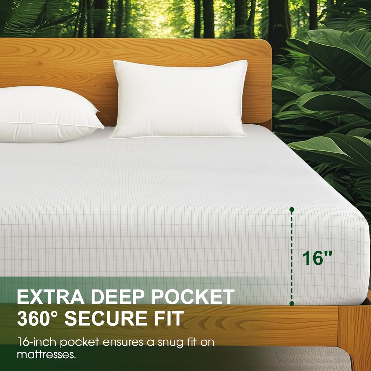 Ivellow Grounding Sheets King 10% Pure Silver Fiber 90% Organic Cotton Sheets King Size 16” Deep Pocket Soft Breathable Grounded Sheet Earth Connected Bedding White Fitted Sheet with Grounding Cord