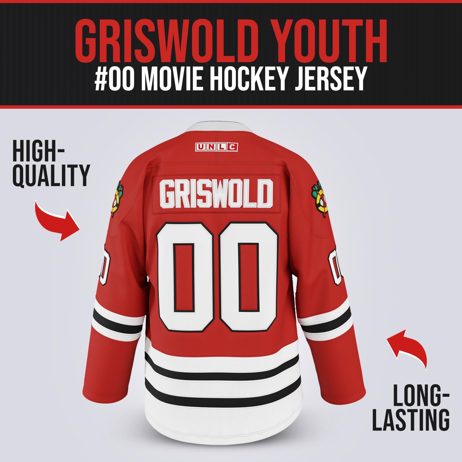 Youth Clark Griswold #00 X-Mas Christmas Vacation Movie Eishockey-Trikot, Rot