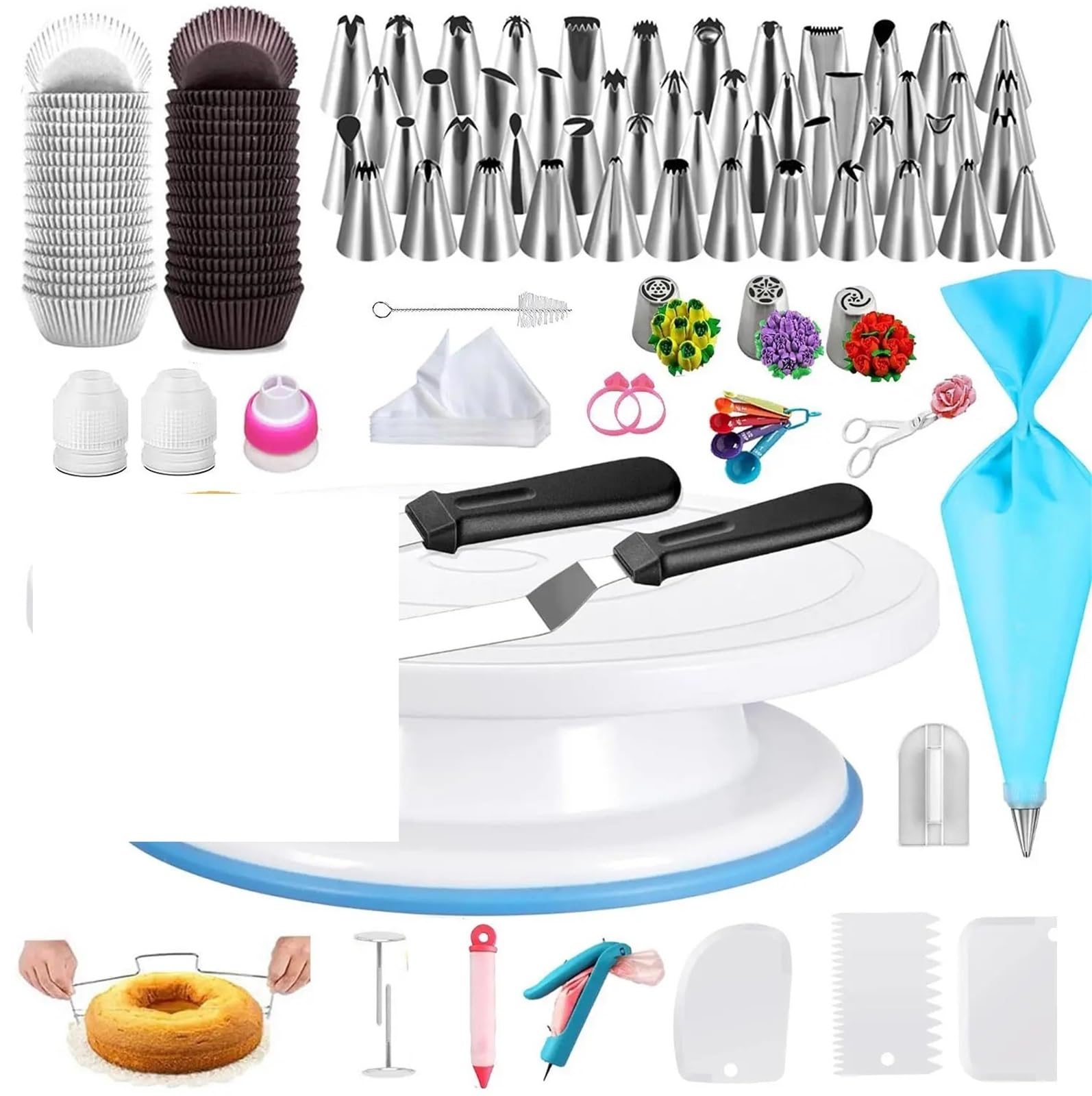 Kit De DecoracióN De Tartas Set de 206 Piezas for decoración Pasteles, Ideal for Principiantes con técnicas Manga pastelera, Incluye espátula for Decorar para Tartas