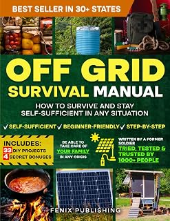 Off Grid Survival Guide: 33 DIY Projects Book by Former Soldier - Prepper's No-Grid Blueprint