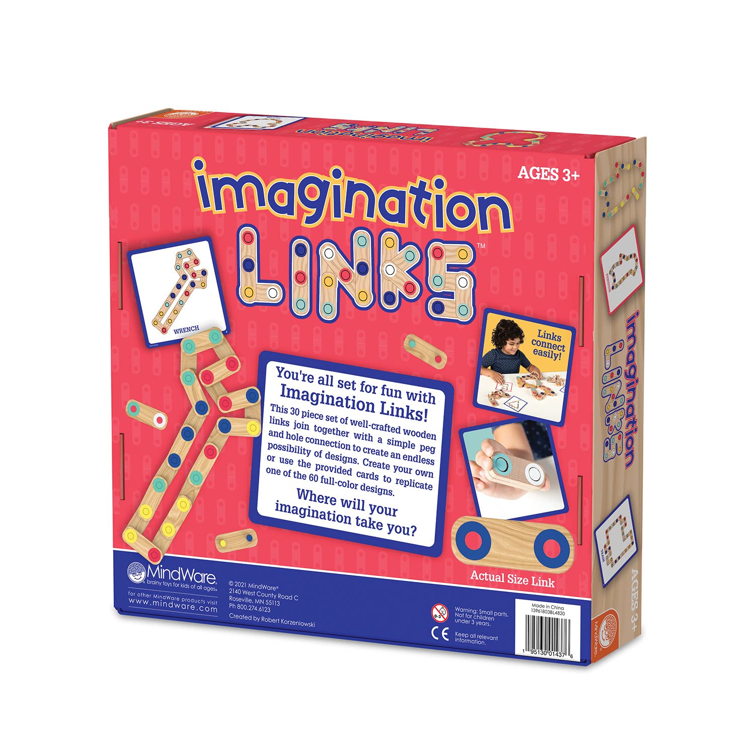 Amazon.com: MindWare Imagination Links: Wooden Puzzles and Shapes to Make  Toys for Boys and Girls Ages 3 and Up - 30 Puzzle Pieces and 60 Designs :  Toys & Games