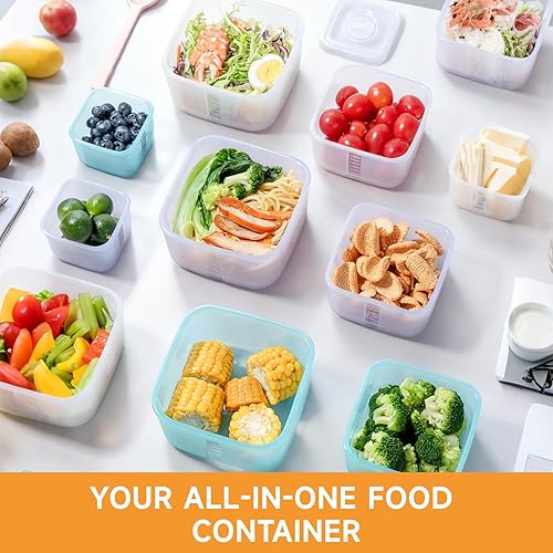 Miniatura 6 de OTB Juego de 2 recipientes de silicona reutilizables transparentes, cajas de almacenamiento de alimentos de silicona sin fugas, sin BPA, herméticos,