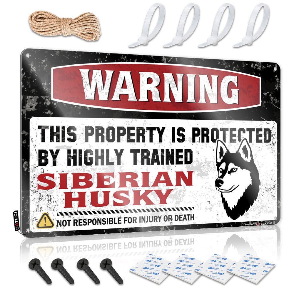 Fzfn Colour Funny Wall Art Soft Bath Scandinavian Warning This Property Is Protected By A Highly Trained Siberian Husky For Mount - Birthday Customizable(30X40cm)