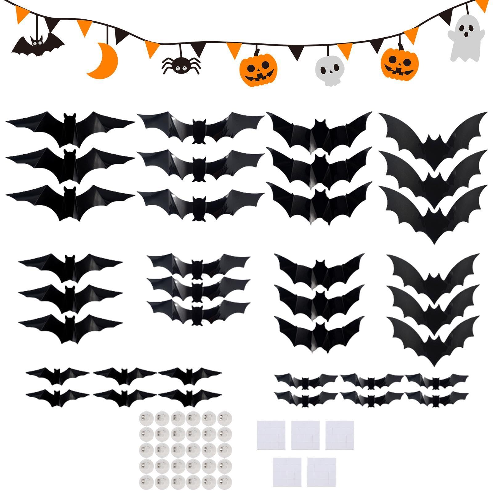 Chauves-souris 3D noires à LED pour décorer votre salon à Halloween