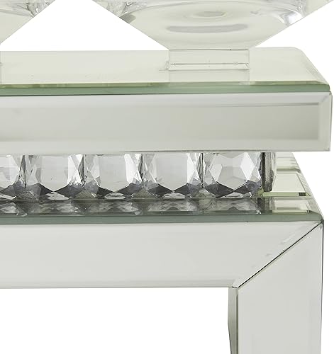 Miniatura 5 de Deco 79 Portavelas de madera con 5 platos con detalles espejados, 20 x 4 x 7 pulgadas, color plateado