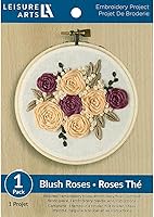 Leisure Arts 4" Blush Rose French Embroidery Kit - Beginner Cross Stitch Starter Set with Pre-Printed Organza, Hoop, Floss & Needle