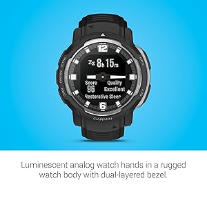 Garmin Instinct Crossover, Rugged Hybrid Smartwatch, Analog Hands and Digital Display, Black