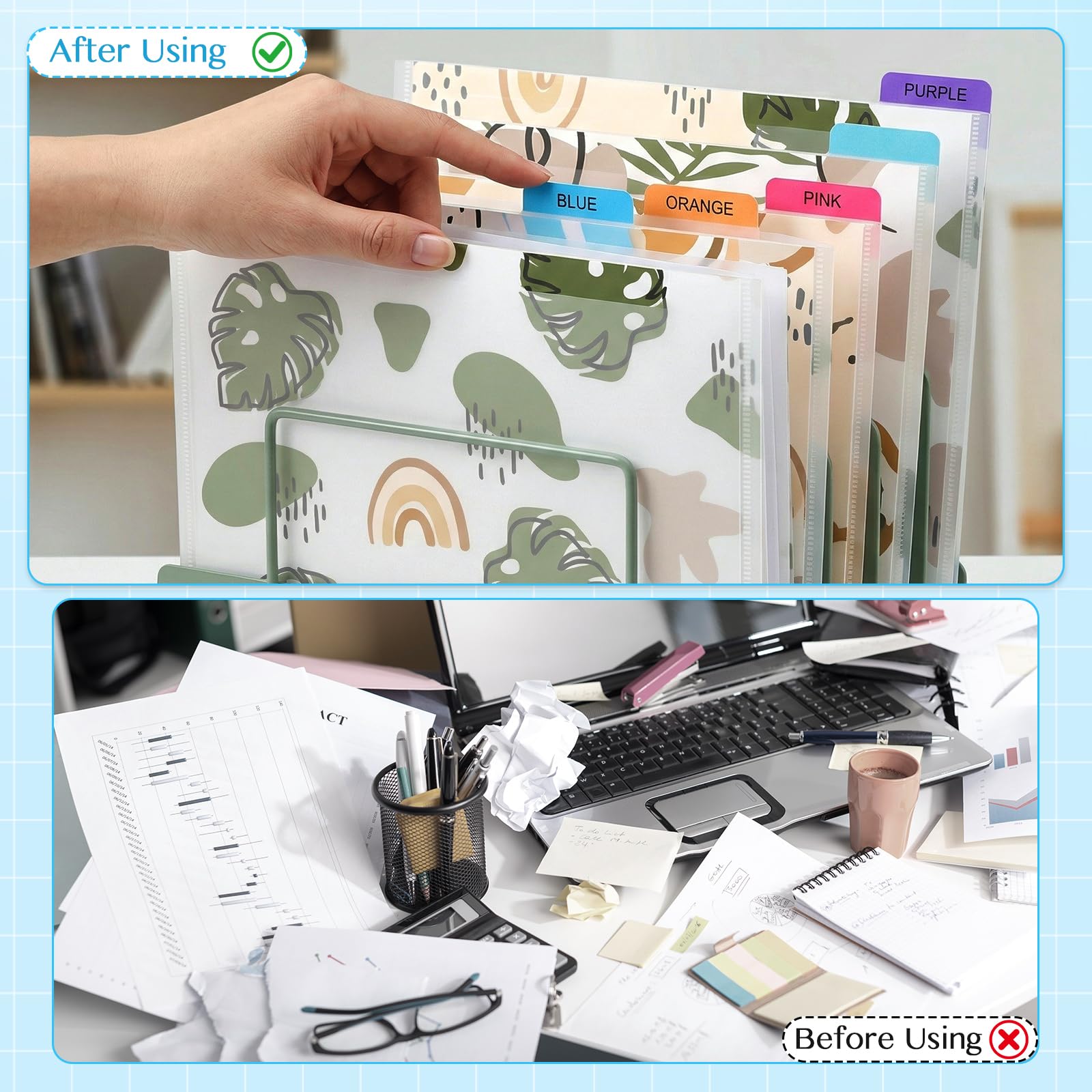 60 organizadores de almacenamiento de papel para álbumes de recortes, 12 x 12 pulgadas, organizadores de almacenamiento de papel de polipropileno transparente para cartulina, papel de vinilo