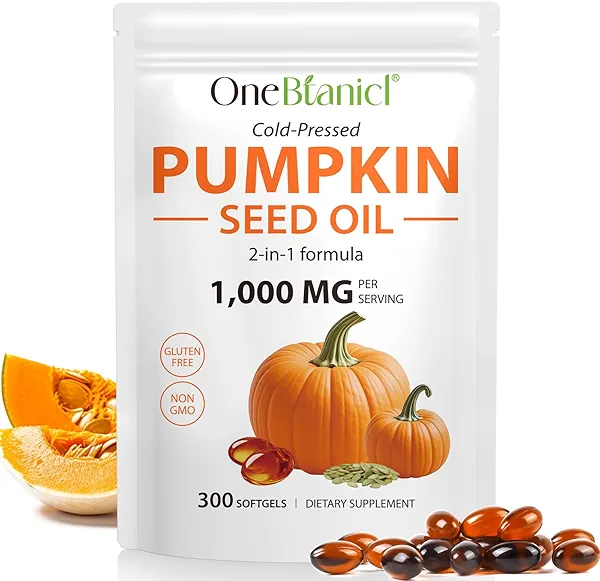 Pumpkin Seed Oil with Saw Palmetto Capsules, 1000mg Per Serving, Bladder & Prostate Health & Non-GMO, Essential Fatty Acids & Phytosterols & Supports Hair, Urinary, 300 Softgels