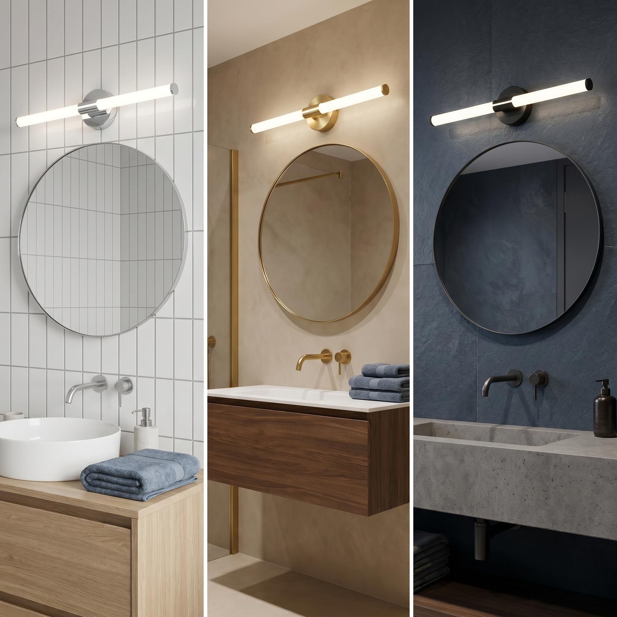 BARCELONA LED Aplique LED Baño Tubular 8W 720lm 60cm Cromo IP44 | Aplique LED 60cm, 8W 720lm, cromo, IP44 baño, luz neutra 4000K, aluminio resistente, instalación mural fácil