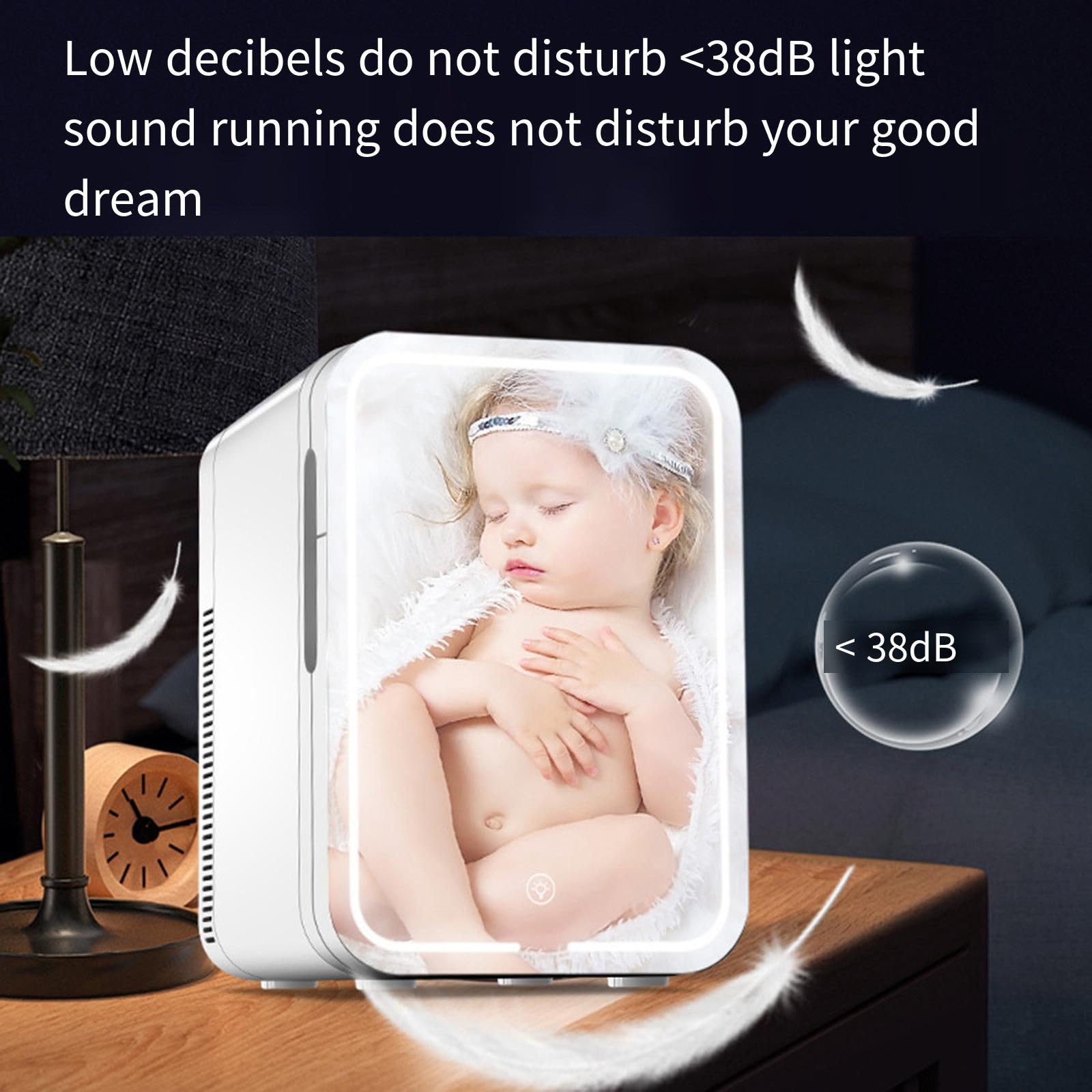 Mini refrigerador para el cuidado de la piel con espejo LED regulable, refrigerador y calentador de 10 l/6 para cosméticos, belleza, alimentos