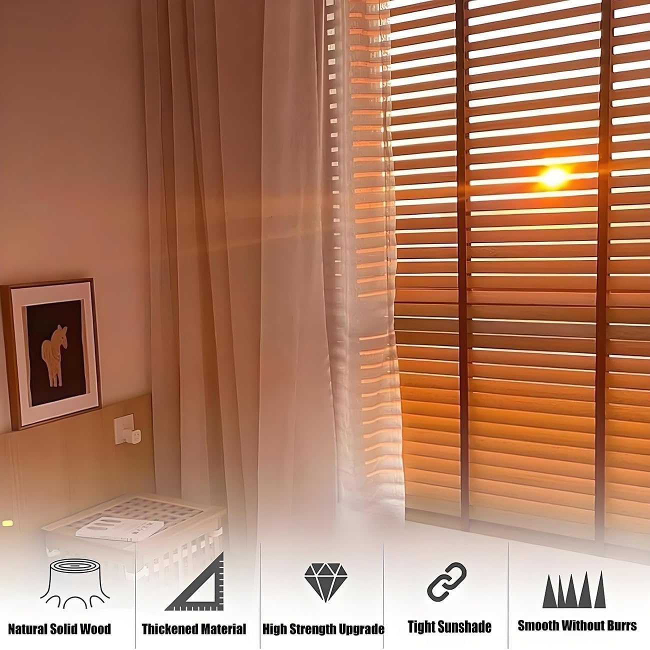 2" Slats Indoor Window Wood Blinds, Cordless Faux Wood Blind Wide 22" 24" 27" 29" 30" 34" 40" 45" 72" Horizontal Windows Venetian Blinds & Shades Blackout Privacy Bedroom Bathroom Office(Black)
