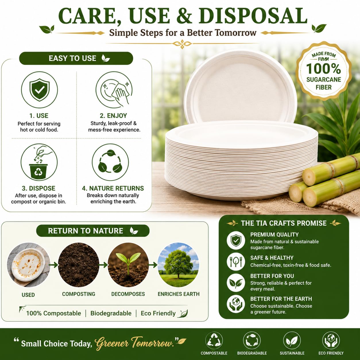 Tia Crafts 12 Inch Disposable Plates Pack of 25, Biodegradable Sugarcane Bagasse Dinner Plates, Eco Friendly Heavy Duty White Paper Plates for Wedding, Party & Catering — Amazon image 9