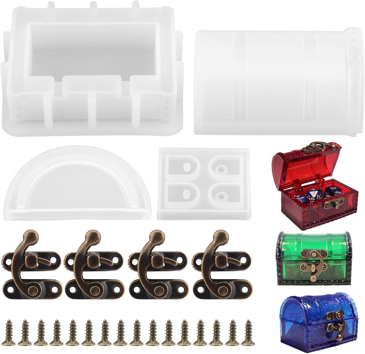 CALIDAKA Treasure Box Resin Molds Dice Box Molds for Resin