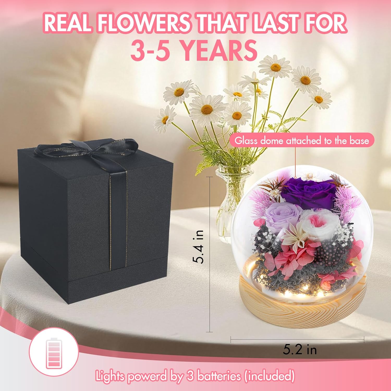 Valentines Day Gifts for Her Wife Mom or Grandma, Birthday Gifts for Women Preserved Flowers Eternal Roses in Elegant Box - Thoughtful,Personalized for Women - Image 2