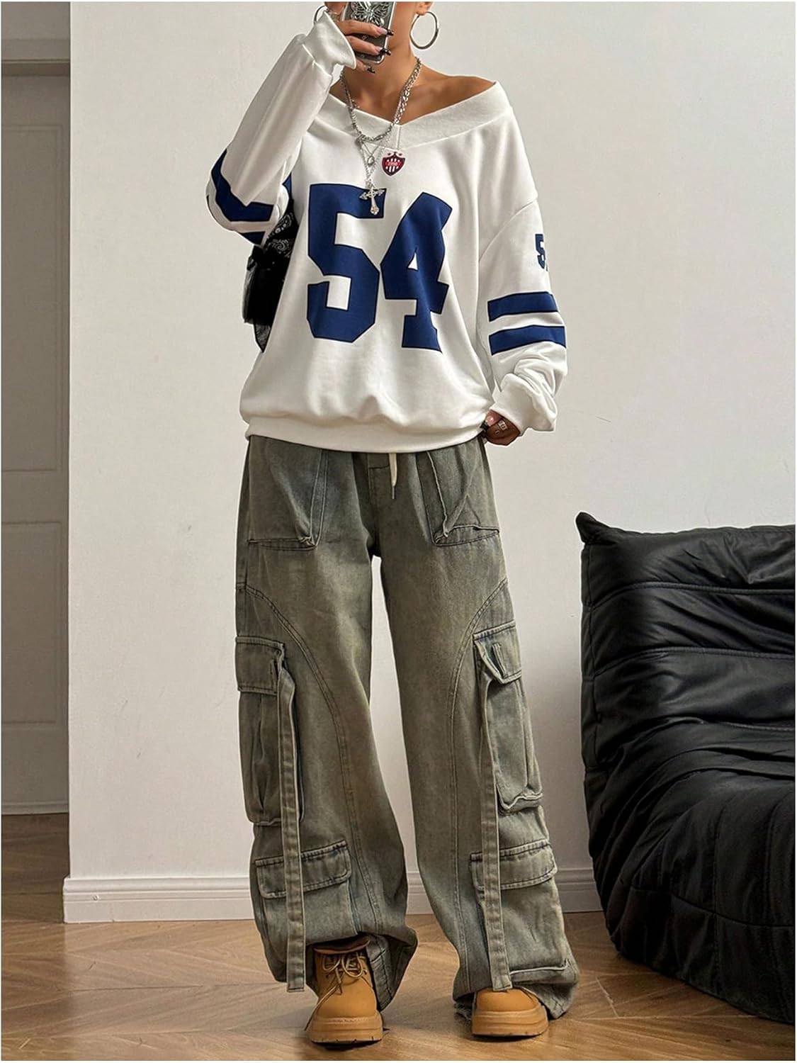 Milumia Women's Jersey Shirts Graphic Sweatshirts Long Sleeve Oversized Pullovers Tops Streetwear - Image 3