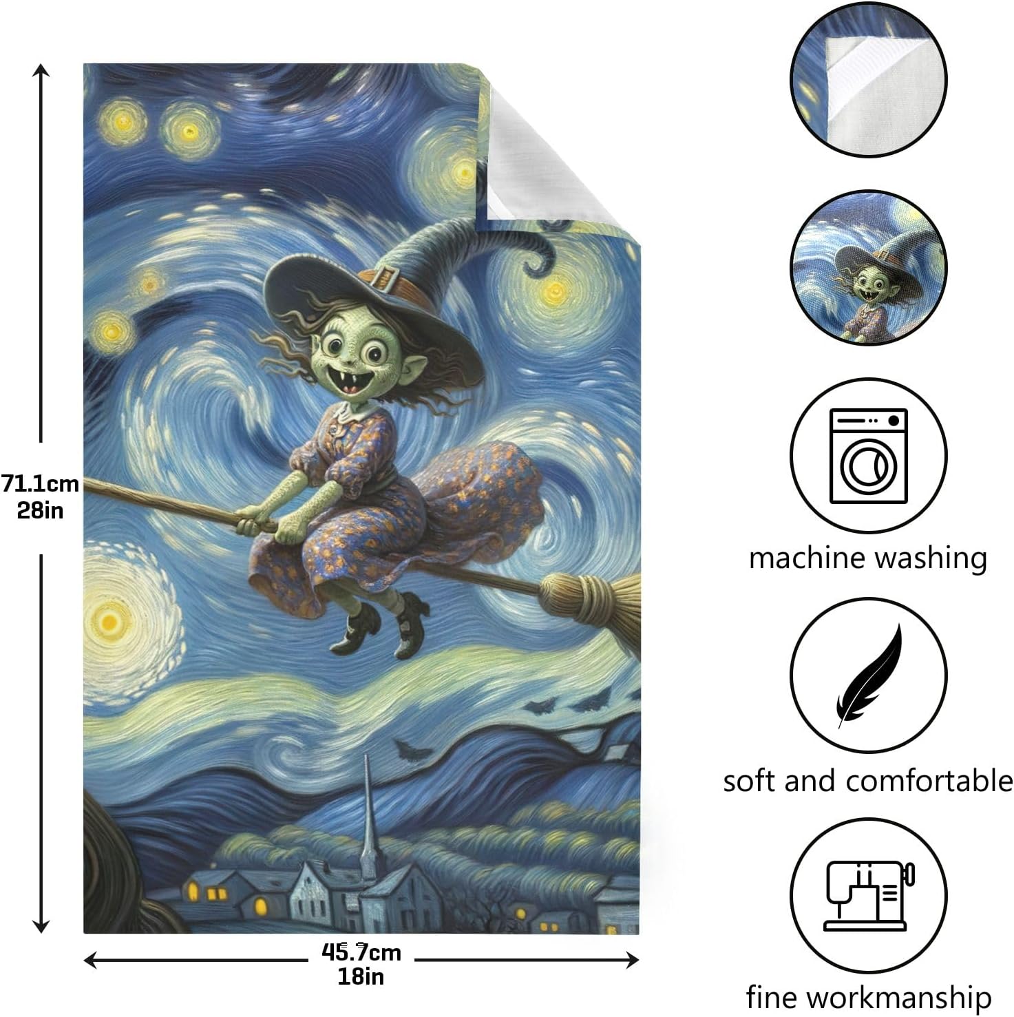 ODAWA Starry Night Dish Towels Quick Dry Cleaning Dishtowel Dish Cloth for Household Cleaning (18"x 28", 4 Pack)