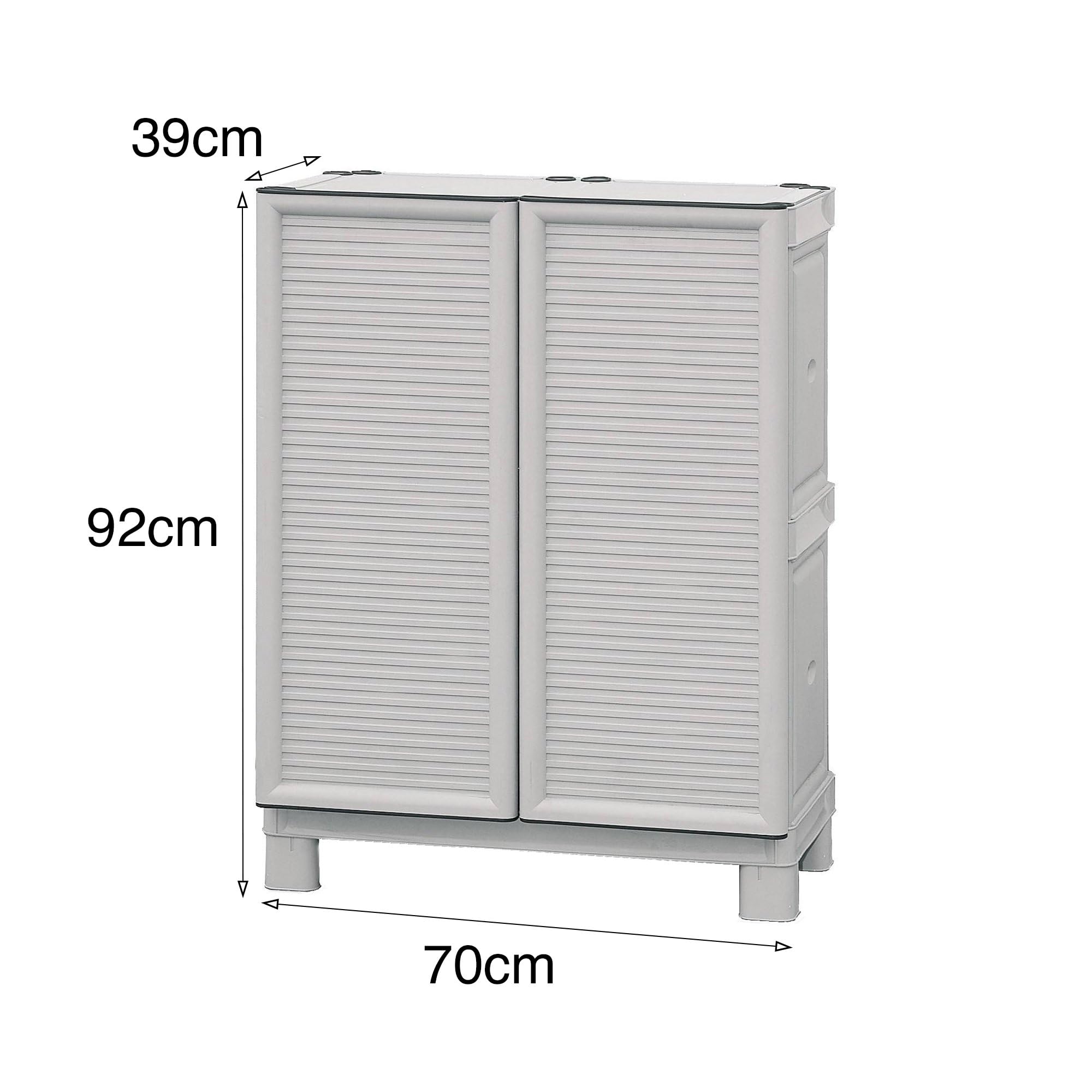 Dmora - Armadio da esterno Waremme, Mobile outdoor, Armadio balcone multiuso, Armadietto outdoor, 100% Made in Italy, Grigio chiaro, 70x39h92 cm
