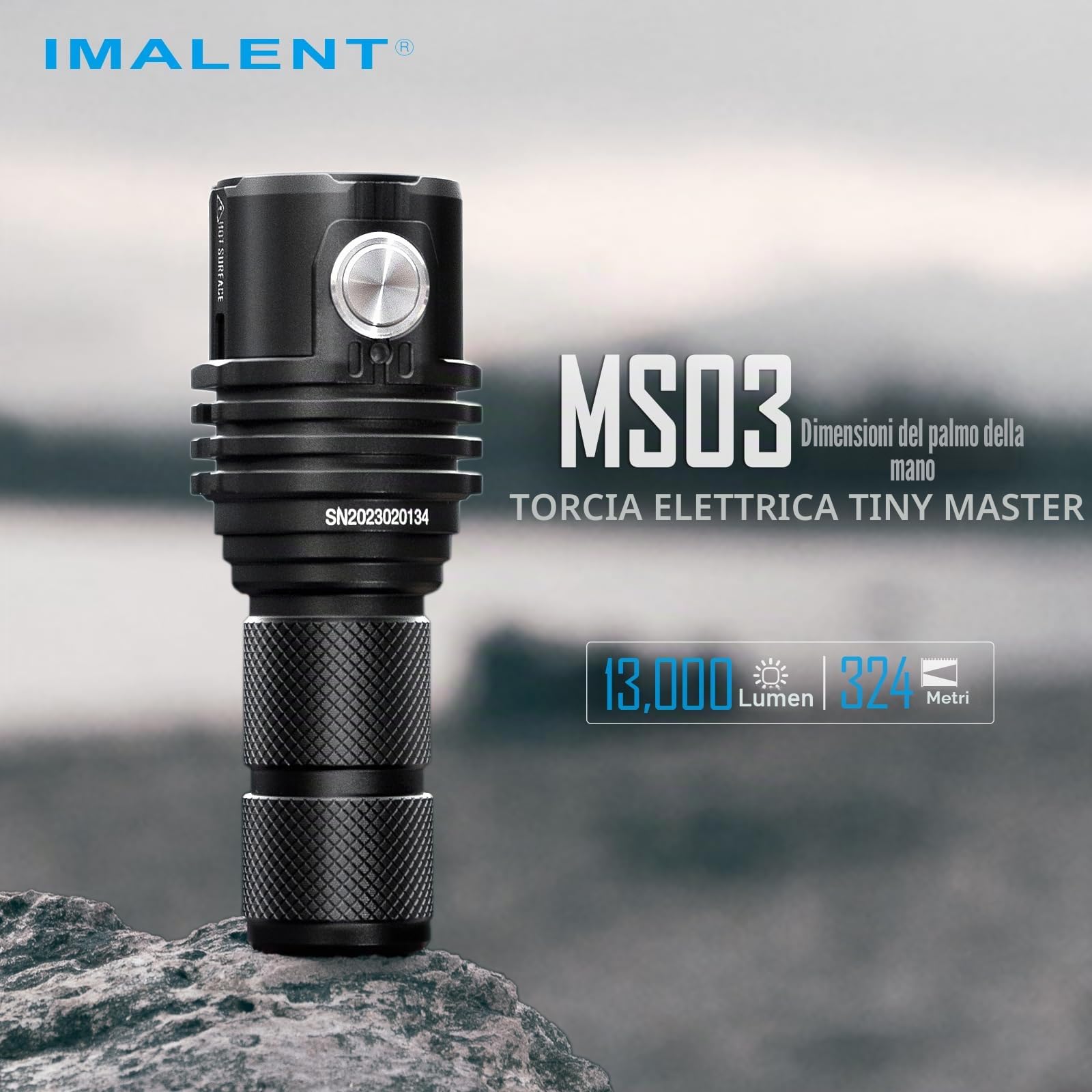 IMALENT MS03 Torcia LED Ricaricabile, Torcia Led Potente Professionale 13000 Lumen, Ricaricabile USB Tattica Torce, XHP70.2 Militare Impermeabile IPX8, 6 Modalità per Campeggio Trekking