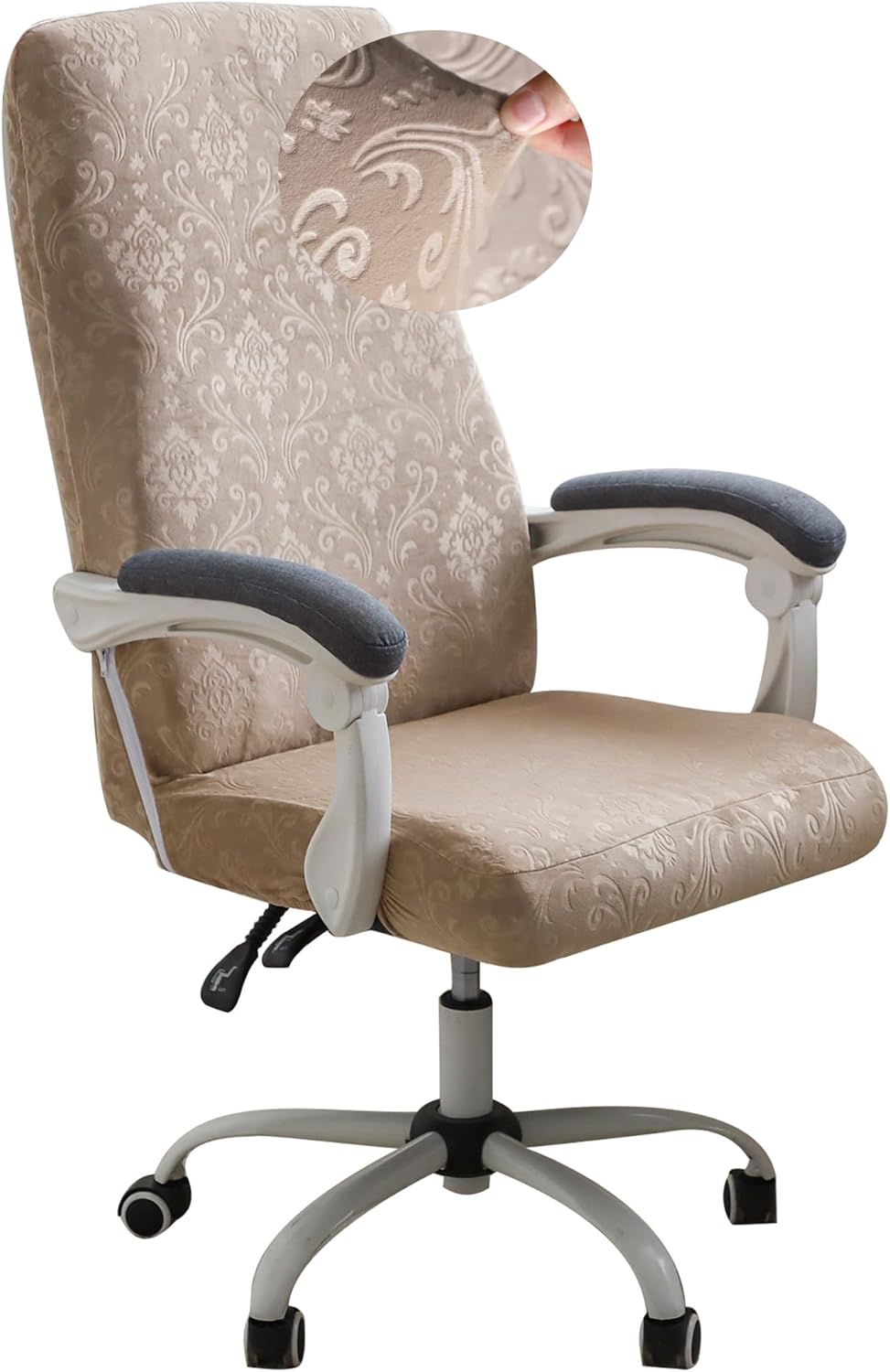 FORCHEER Large Office Chair Cover Velvet Embossing Camel Stretch Slipcover for Desk Computer Chairs with Arm Removable Washable（ 1 Piece）