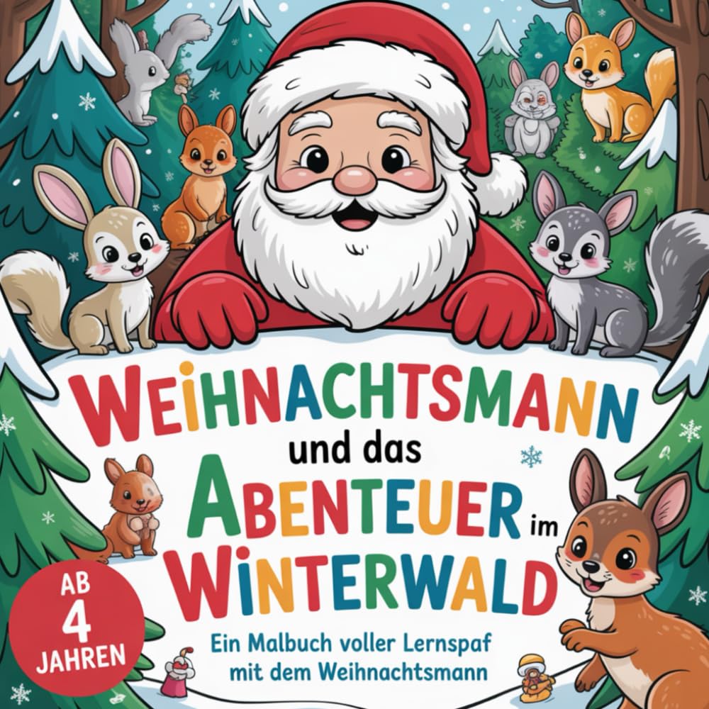 Weihnachtsmann und das Abenteuer im Winterwald – Malbuch