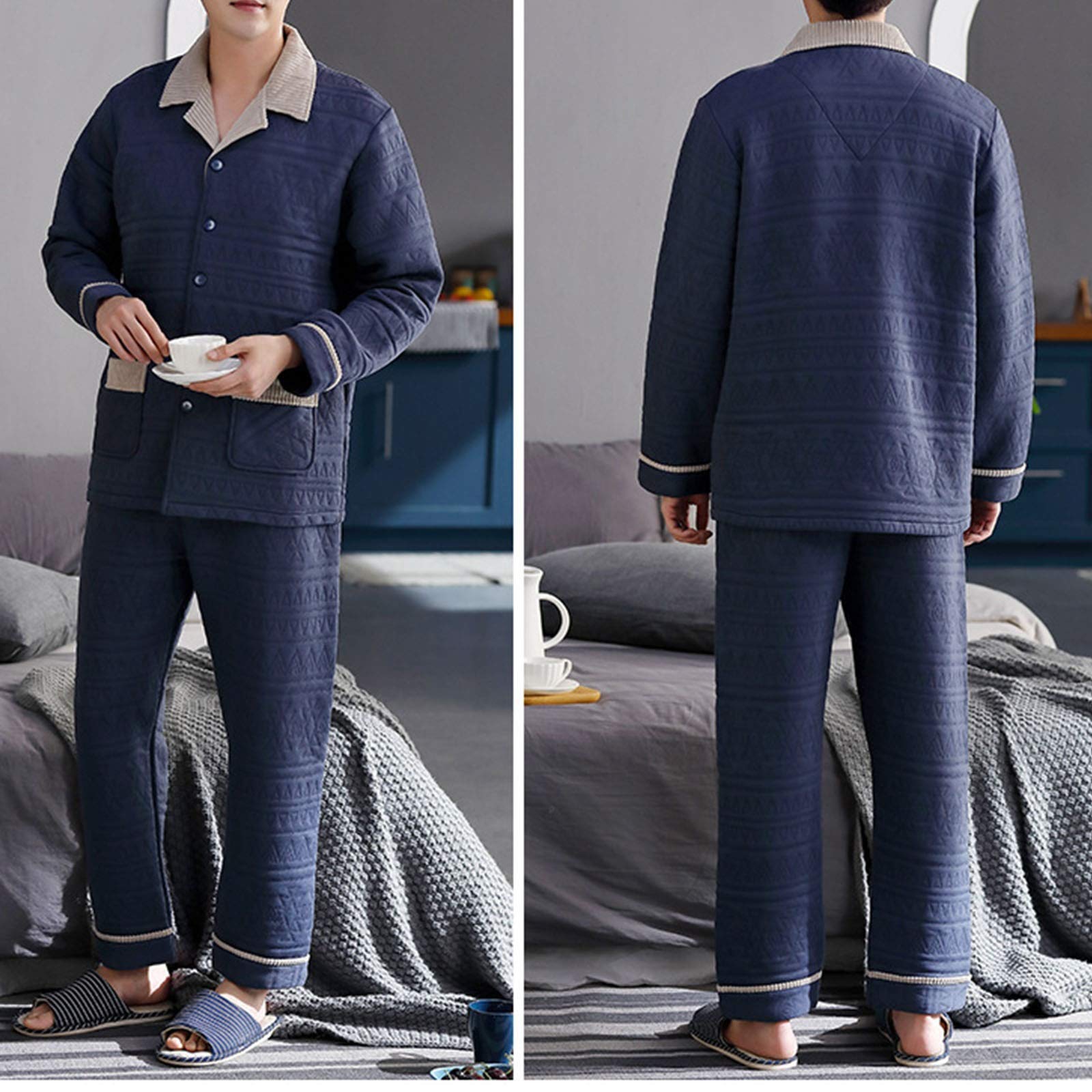 Amazon.co.jp: パジャマ メンズ 長袖 厚くて暖かい綿のメンズ ホーム
