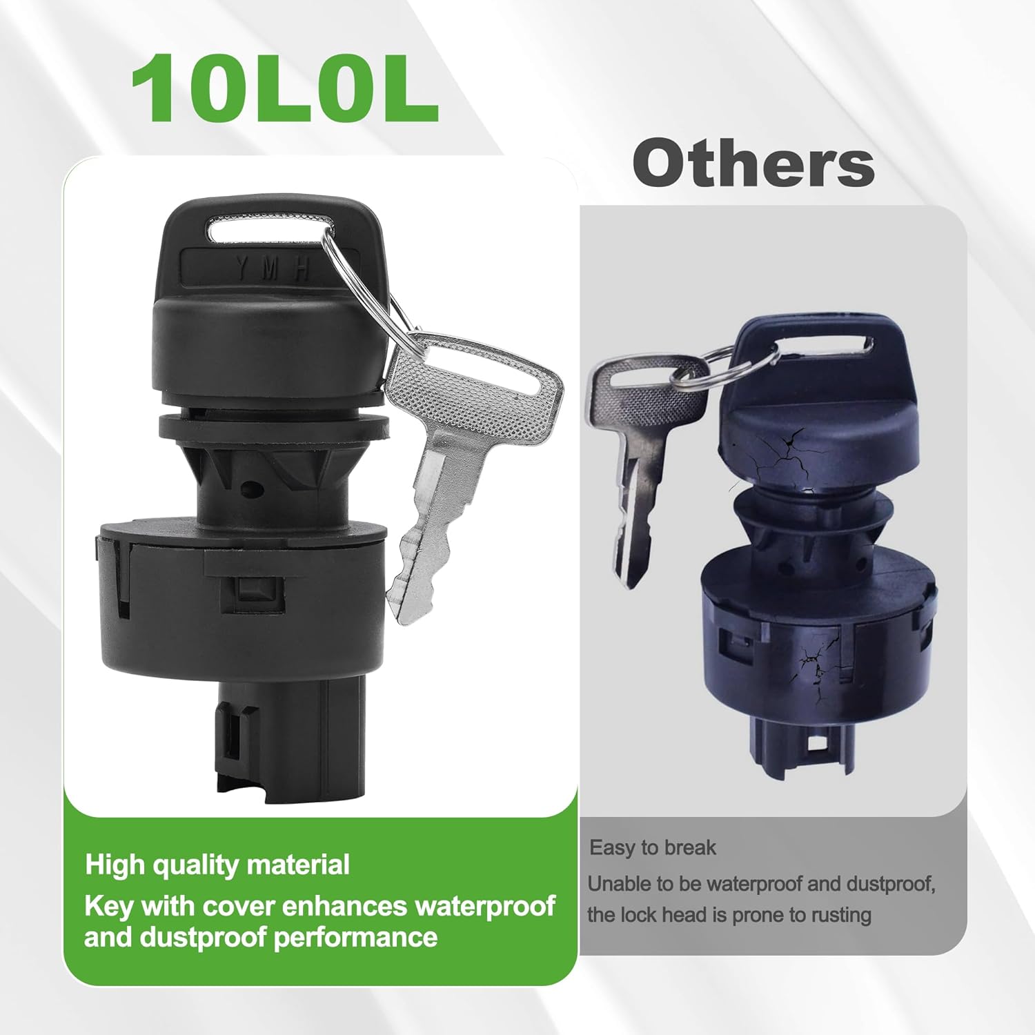 Ignition Key Switch Assembly for Yamaha G22 2005-2007 & G29 2007-2016 & Drive 2 2007-up Electric & Gas Golf Cart,OEM JW1-H2510-00 JU2-H2510-20 JU2-H2510-10