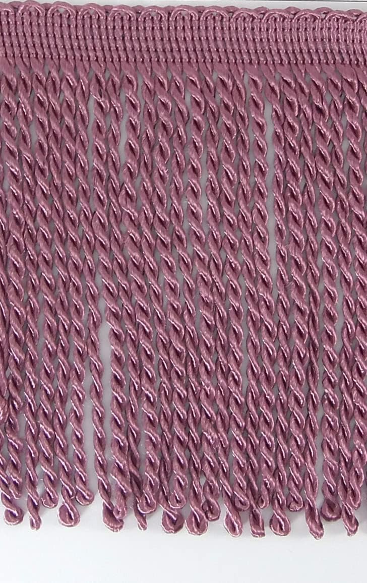 2 Yards of 6" Long Bullion Fringe Tassel Twisted Thread Yarn Trim Braid Fringe Sewing, Drapery, Shawl- Amethyst Purple