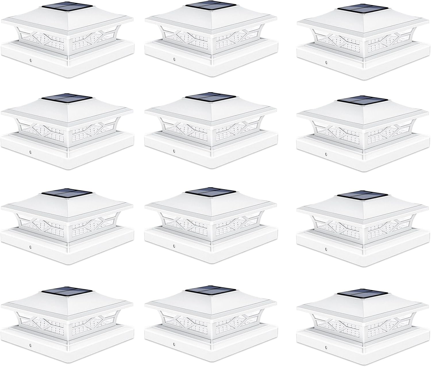 VOLISUN Solar Post Cap Lights 12 Pack Outdoor Post Light for White