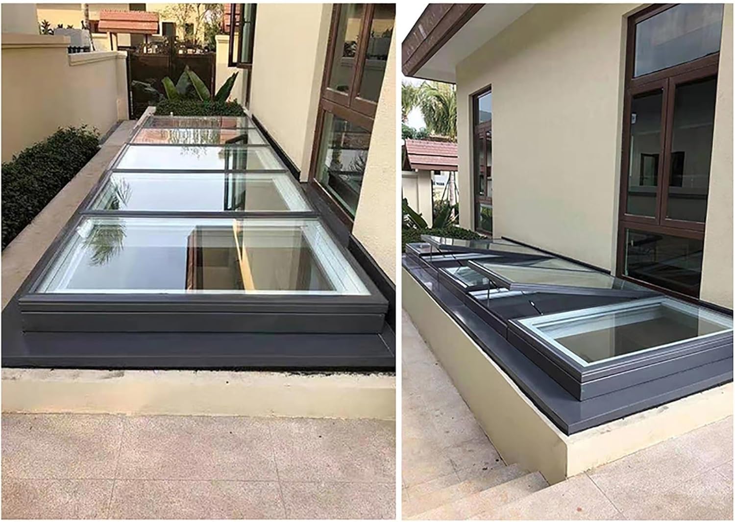 Roof Window and Skylight Basement Daylighting Door Multi-Angle Roof Viewing Aluminium Window, Sloped Flat Roof Skylight Cover Attic Sun Room Underground Lighting Well Window(98 * 98cm/38.6 * 38.6in)