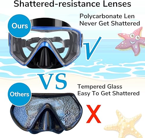 Miniatura 4 de Máscara de buceo, máscara de esnórquel Pano de 3 ventanas, gafas de buceo antivaho, máscara de buceo profesional para adultos