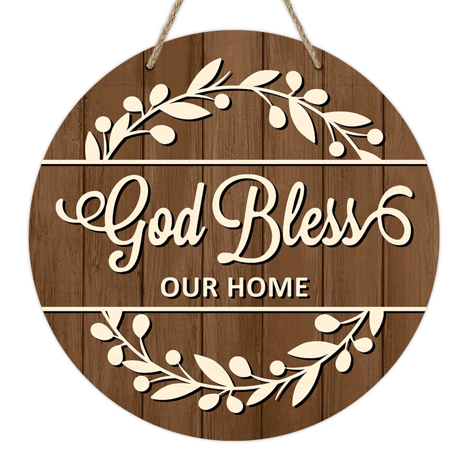 Deroro Christian God Bless Our Home Front Door Sign, Religious Faith
