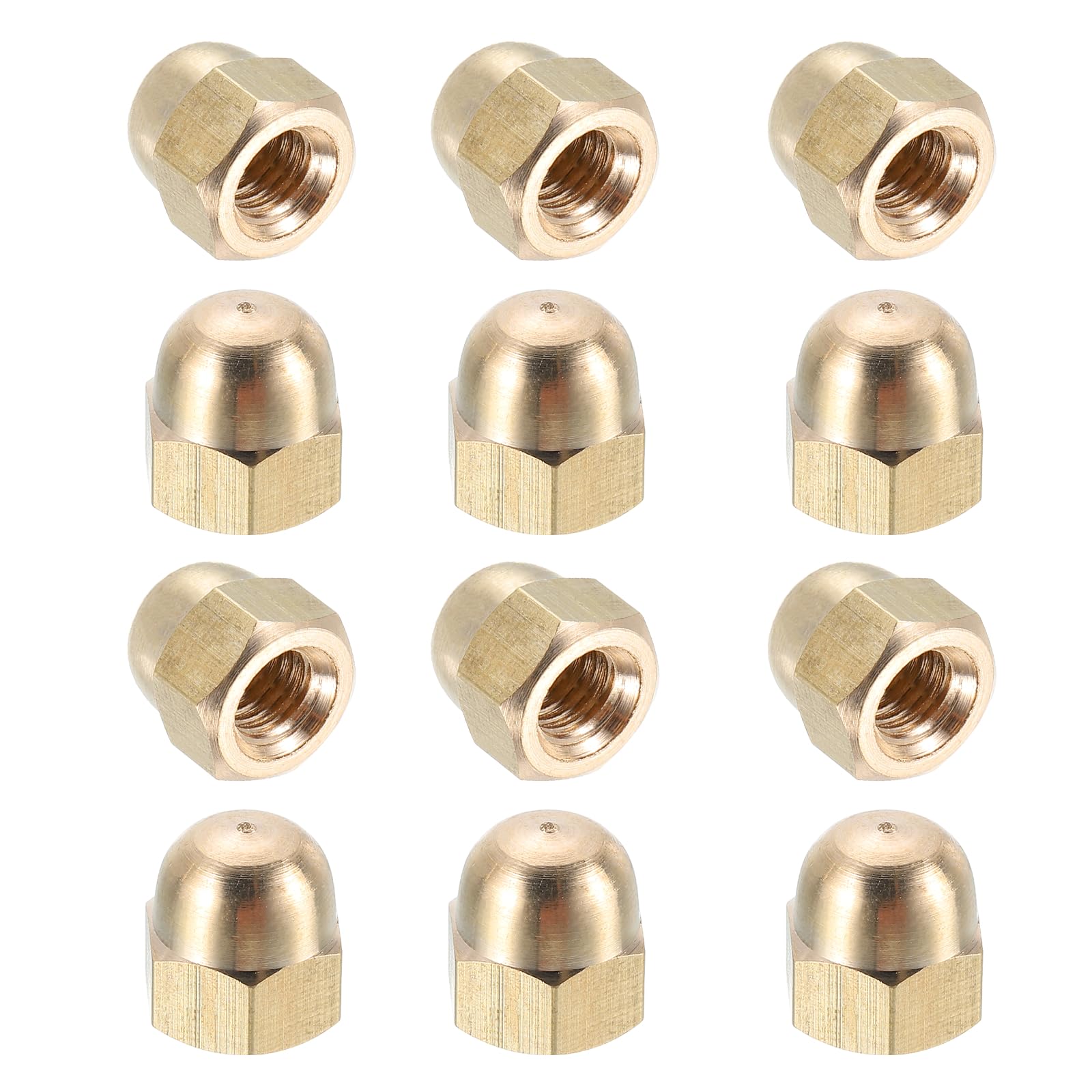 sourcing map Acorn Hex Cap Nuts, M6x1mm Brass Dome Head Hex Decorative Cap Nuts for Screws Bolts Industrial Mechanical Electrical Equipment Repair Hardware(Gold Tone, Pack of 12)