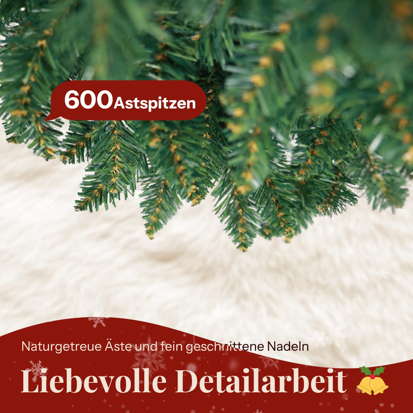 YOUDENOVA Arbre de Noël artificiel 150 cm | Sapin de Noël artificiel premium - Naturellement fidèle | incl. Support métallique pliable