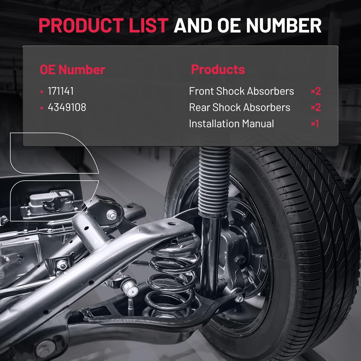 BDFHYK 2PCS Front and 2PCS Rear Shock Absorbers kit Compatible with Ford 2009-2013 F-150 Replacement Struts Shocks Assembly for 171141 4349108