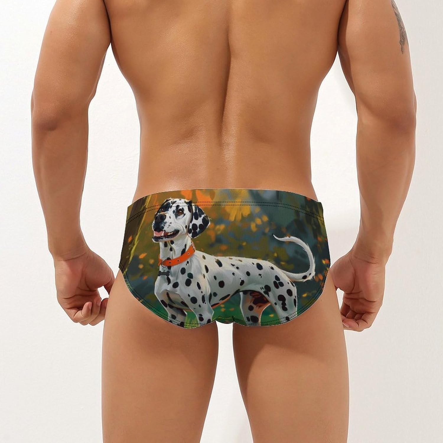 Dalmatian Dog Painting Novelty Men's Brief Swimwear Pants Swimming Trunks Beach Shorts Underwear