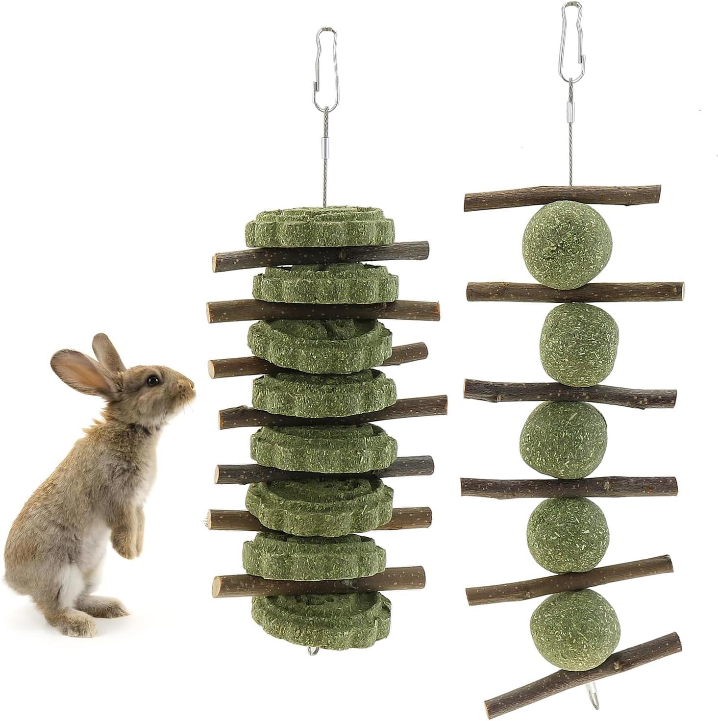 2PCS Rabbit Teething Sticks, Wooden Sticks for Animals to chew and Play with, improving Dental Health