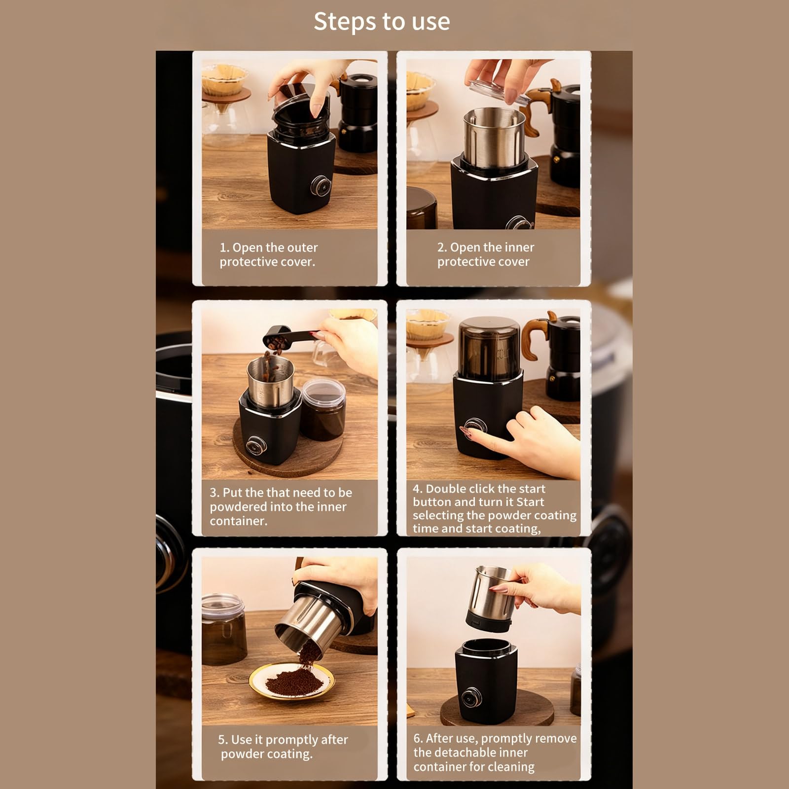 Molinillo de café Recargable, Motor silencioso de Acero Inoxidable 304, Molinillo eléctrico inalámbrico portátil para Frijoles, Especias, eléctrico para Uso en la Cocina