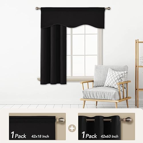 Deconovo 1 paquete de cortinas Balckout, 1 cenefa