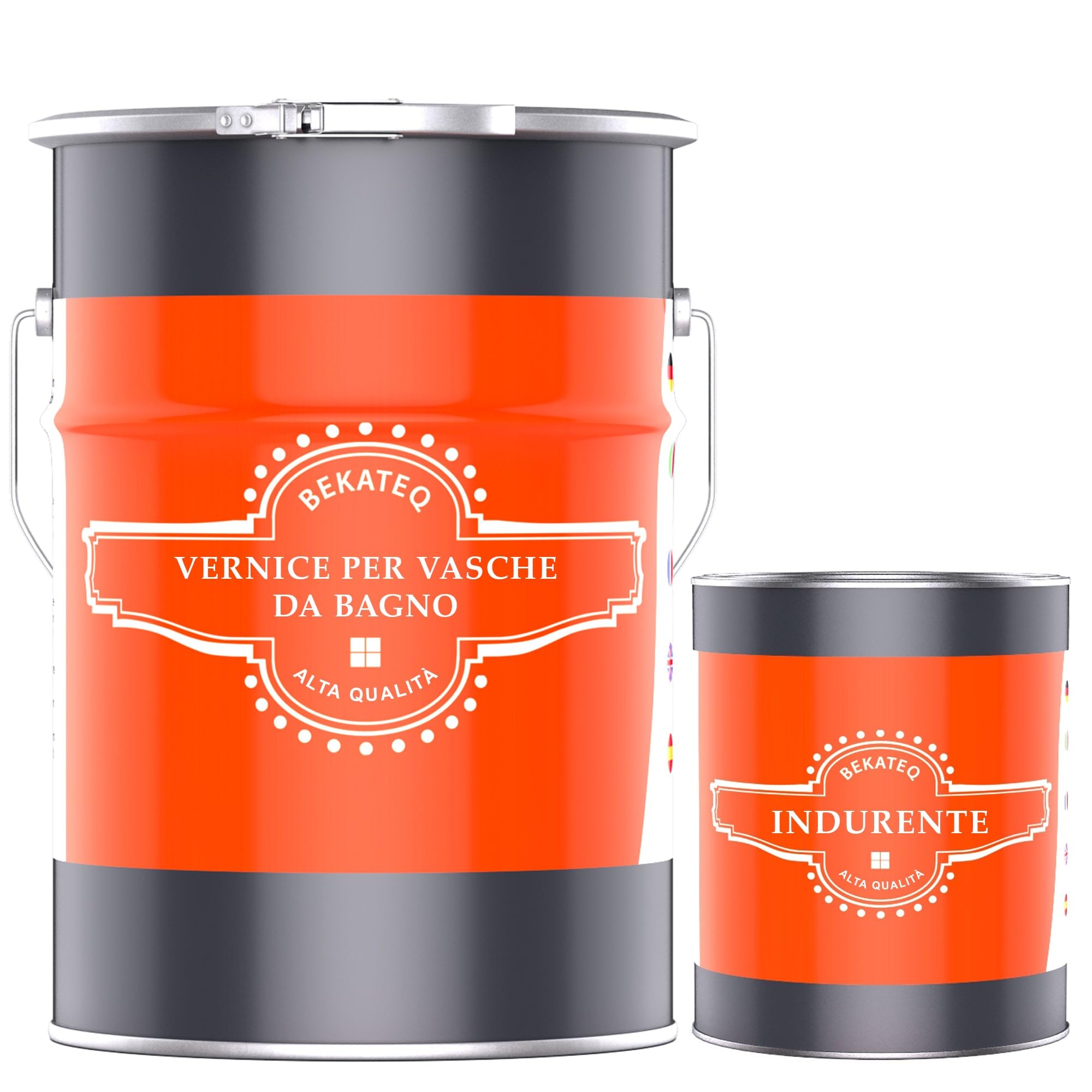 BEKATEQ Vernice per vasche da bagno 1kg Nero | Rivestimento bicomponente lucido per acrilico, smalto, vetroresina, lavandini, piatti doccia, piastrelle da parete e da pavimento LS-410