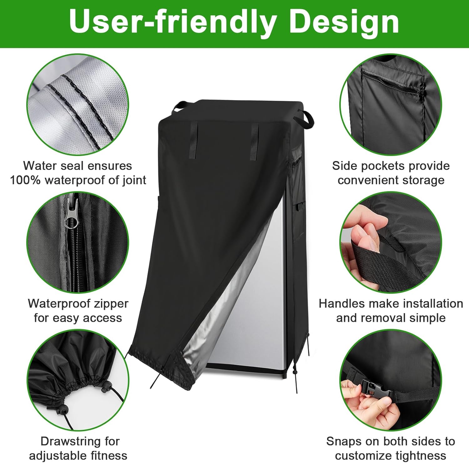 Refrigerator Cover with Air Vents, Waterproof&Dustproof Cover for Upright Freezers or Beverage Fridge-Suitable for Most 10 Cu. Top Freezer (New Upgrade,24"W x 26"D x 60"H)