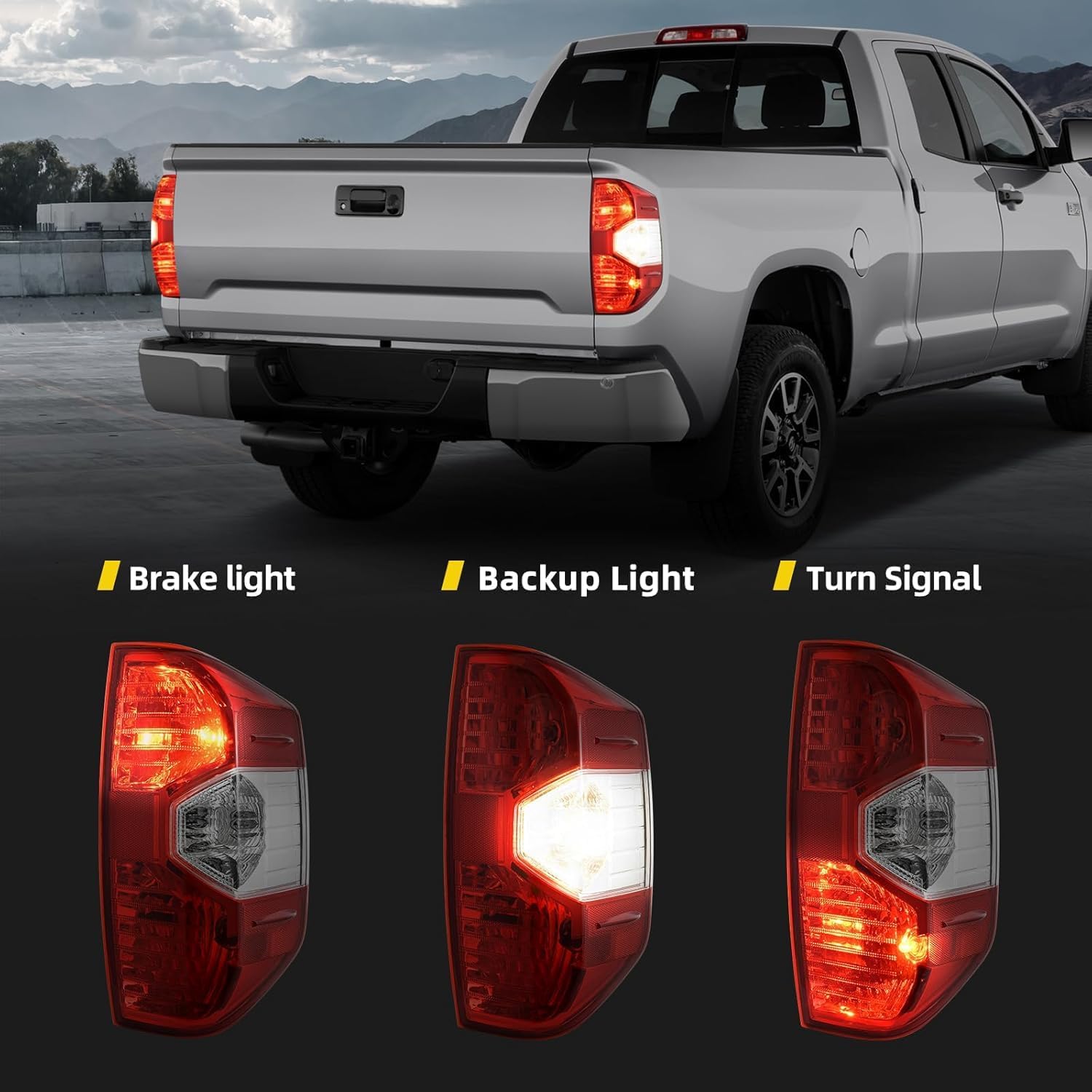AUTOSAVER88 OE Replacement Red Clear Tail Light Assembly Kit Compatible with Toyota Tundra 2014-2021(Dual Side) - Compatible Models 14-21