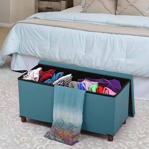 Miniatura 2 de Banco otomano de almacenamiento para sala de estar, otomana de almacenamiento con bandeja, taburete para dormitorio, mesa de café, tapa, reposapiés