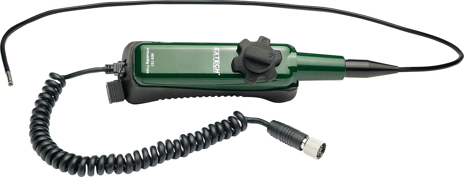 Extech HDV600 camera probe with a coiled cable and connector.