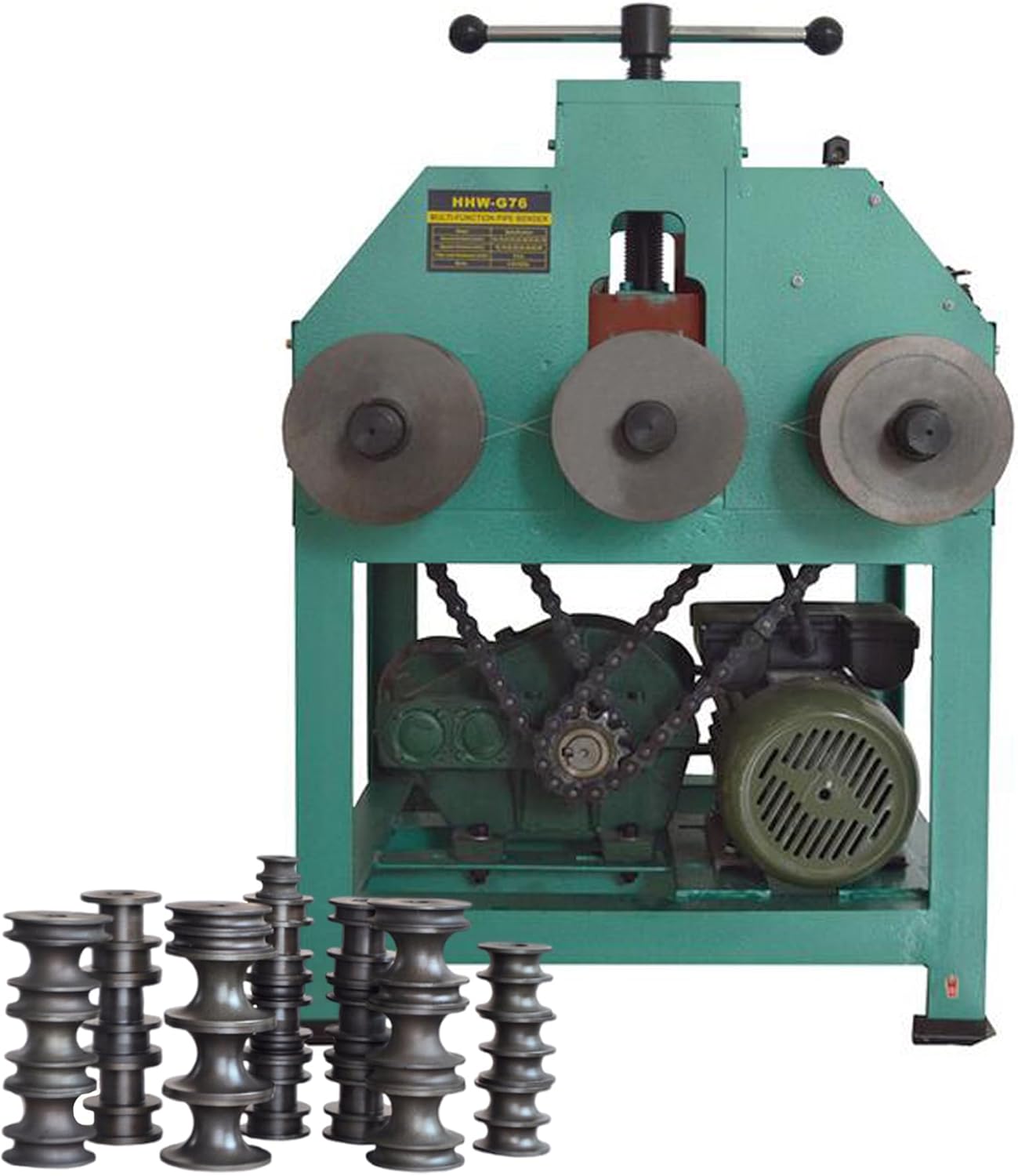 Electric Pipe Tube Bender Electric Square/Round Pipe Bender Roller 1500W Pipe Bending Rolling Machine Round Square Pipe Bender Roller with 9 Round Dies & 8 Square Die Sets, 110V