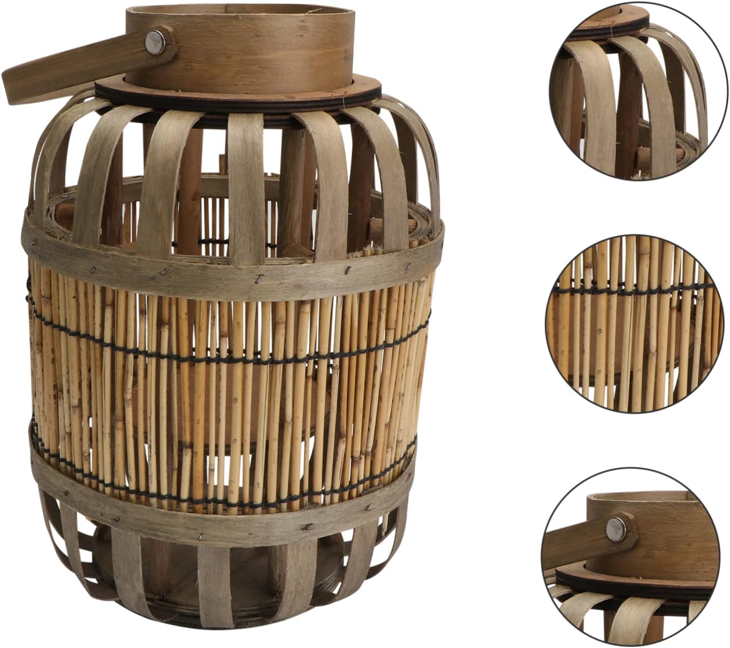 OUNONA 1Pc Retro Hand Woven Wind Lamp Portable Decorative Lantern for Home Garden Festive Atmosphere Wooden Design for Holiday Parties and Decorations