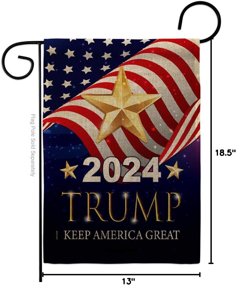 2024 Trump Keep America Great Burlap Burlap Garden Flag Americana Political President Democrat Republican Tea Party United State American Election Small Gift Yard House Banner Double-Sided 13 X 18.5