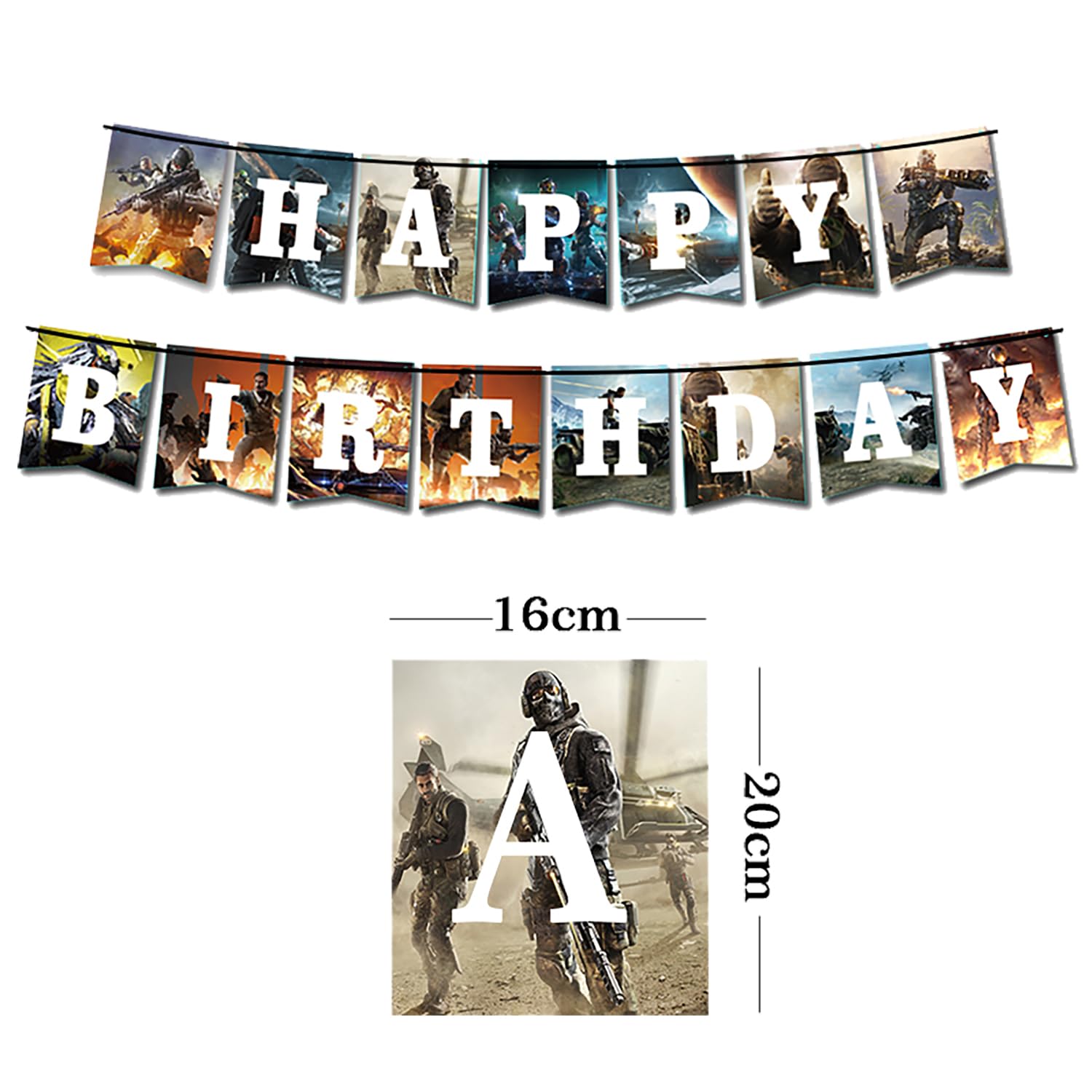 Suministros de cumpleaños para fiestas de llamadas de juegos, vajilla de fiesta temática con pancarta de feliz cumpleaños, mantel, platos de papel desechables de 7 pulgadas con servilletas para