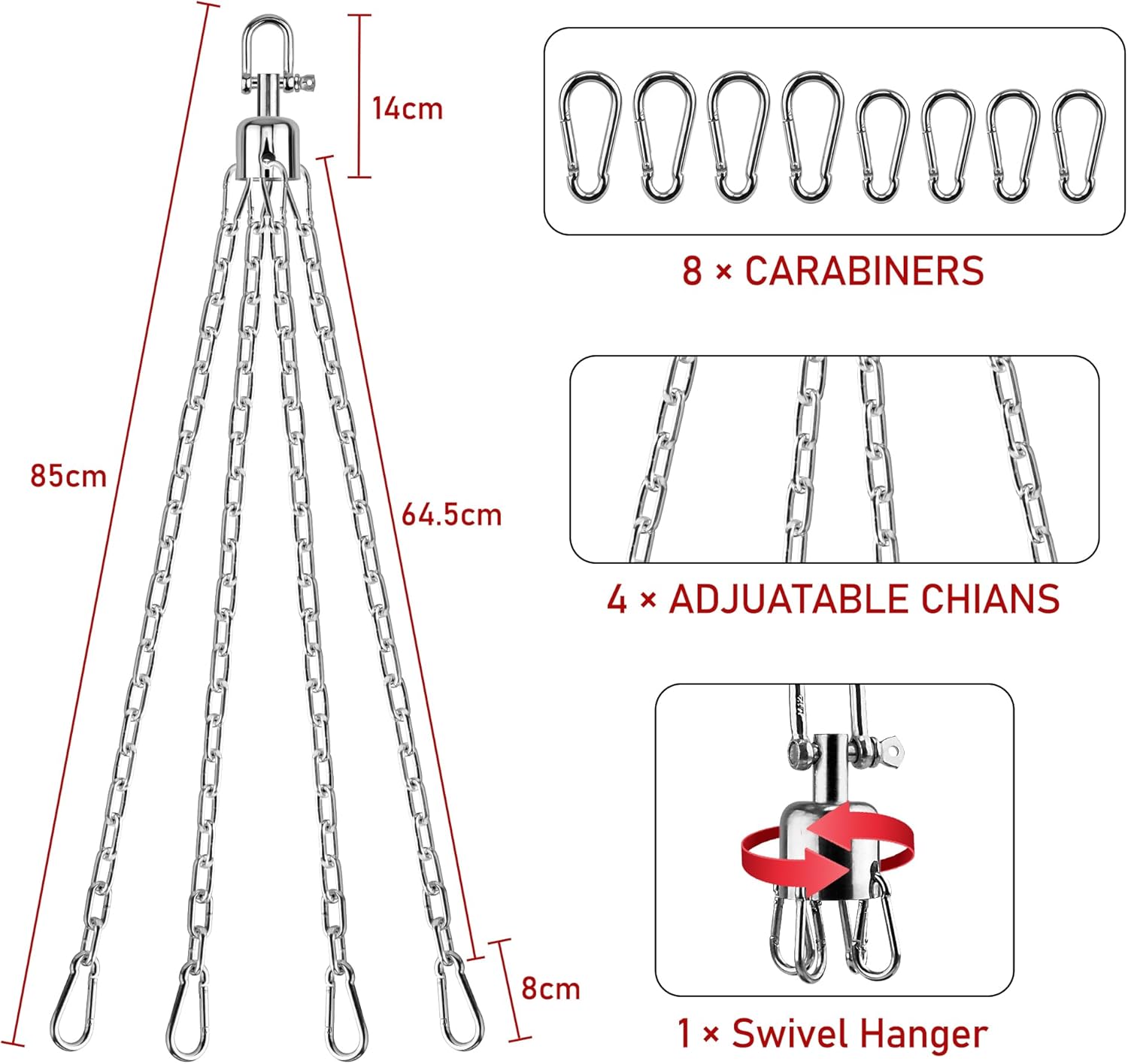 Heavy Bag Hanger for Ceiling - 360° Swivel Stainless Steel Punching Bag Mount, Wood Beam Holder for Boxing Bag, MMA Sandbag, Speed Bag, Aerial Yoga Swing, Gymnastic Rings & Hammock