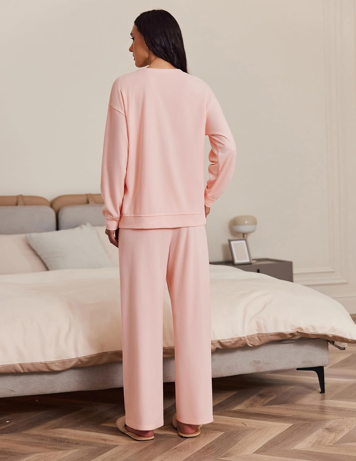 Ekouaer Womens Tracksuits 2 Piece Long Sleeve Outfits Micro Fleece Sweatsuit Sets Wide Leg Sweatpants - Image 3